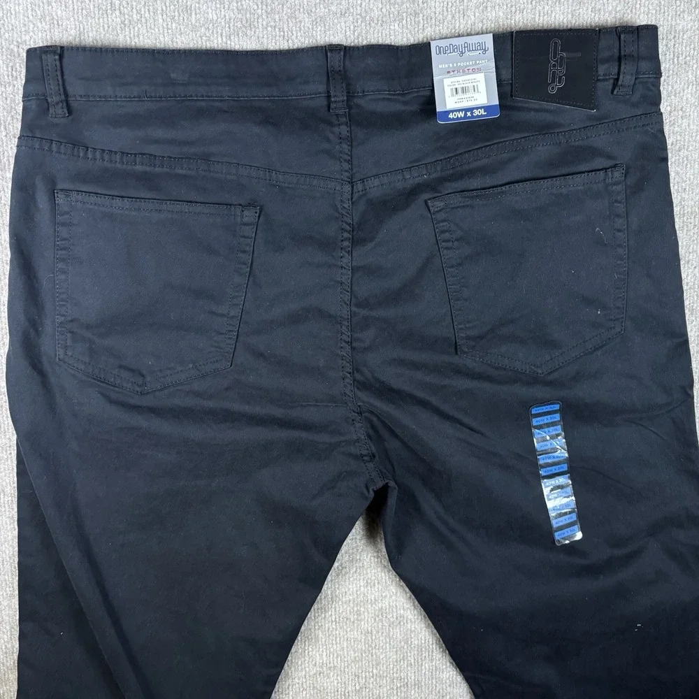 OneDayAway Men's 5 Pocket Stretch Pants Black 40x30 Regular Fit NWT